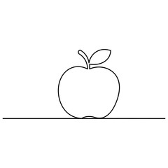 Apple  continuous one line drawing  outline vector illustration fruit icon 

