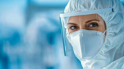 Determined Healthcare Professional in PPE Gazing Intently