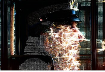 ascii art x luminogram the tram drivers face is composed of asci