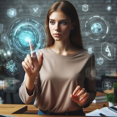 Augmented Reality Interface The woman is seen interacting with a