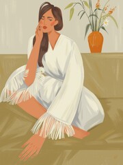 Иллюстраstylish poster illustration with the image of an elegant woman in boho styleция без названия