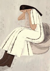 Иллюстраstylish poster illustration with the image of an elegant woman in boho styleция без названия