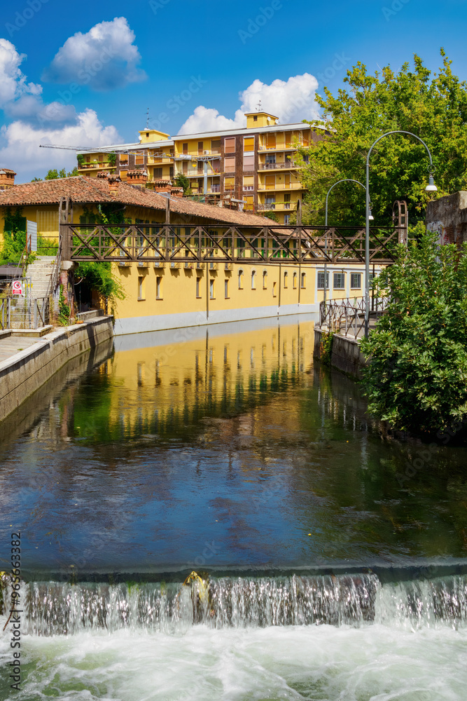 Canvas Prints cassina de pomm, historic building along the canal martesana at milan, italy