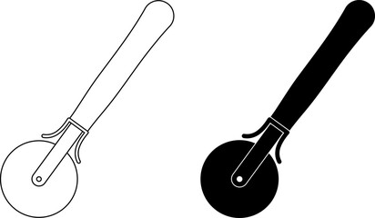 pizza cutter or roller blade icon set