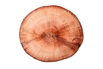 Single sliced round Redwood wood plant tree white background.