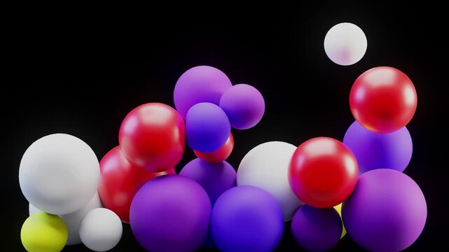 Multicolor Softballs falling and bouncing in Full HD