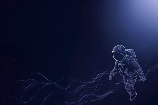Astronaute flottant dans l'espace profond, solitaire dans l'immensit&eacute; du cosmos, entour&eacute; par l'obscurit&eacute; et des vagues de lumi&egrave;re stellaire. Exploration de l'infini spatial et myst&egrave;re cosmique.