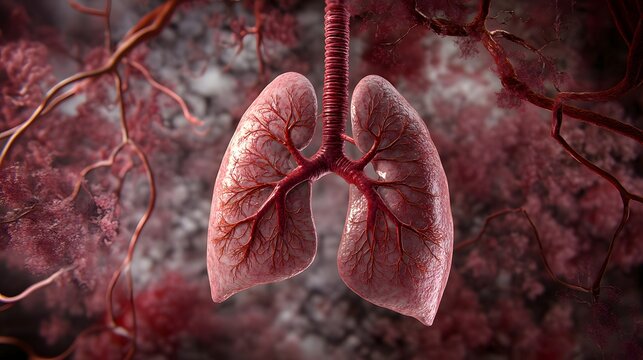 78. "Illustration of human lungs affected by severe bronchiectasis