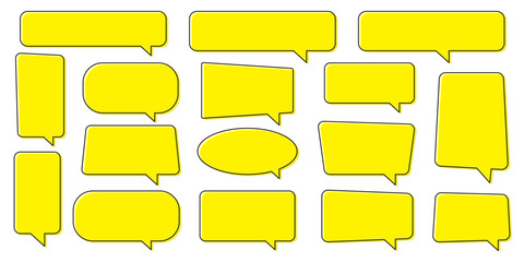 Obraz premium Chat bubble in yellow, speech bubble, message box set. Yellow quote background.