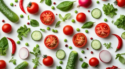 Vegetable pattern on white