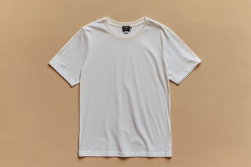 Simple Tshirt Flatlay mockup in beige background created with generative AI