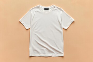 Simple Tshirt Flatlay mockup in beige background created with generative AI