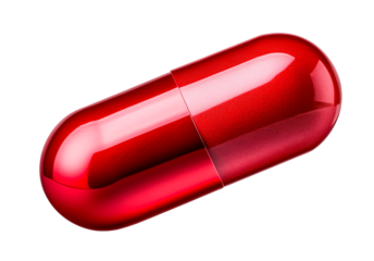 One red capsule pill cut out design element