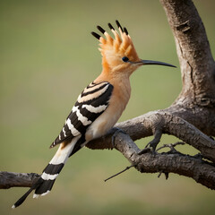 Beautiful hoopoe possing on branch