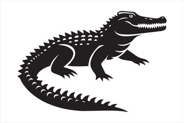 Crocodile Silhouette Vector Illustration, simple vector art style