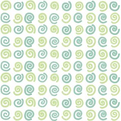 Watercolor Spiral Seamless Pattern, Green and Teal Abstract Design, Watercolor swirl background texture, Hand drawn pinwheel squiggly line spiral doodle fabric pattern