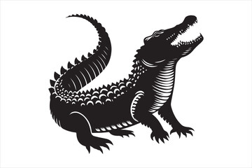 Crocodile Silhouette Vector Illustration, simple vector art style