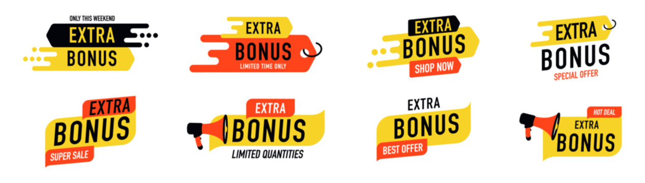 Time extra bonus sticker badge set