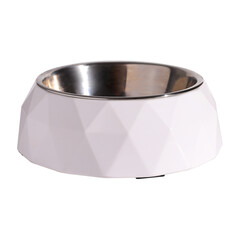 White pet bowl, empty canine plate isolated