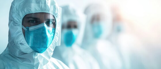 Medical staff in full protective gear, pandemic response concept