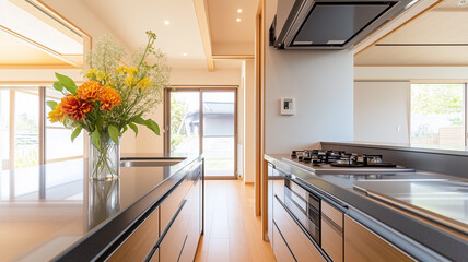 新築住宅の洗練されたキッチン