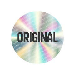 Holographic gradient vector sticker, label sale hologram emblem label for shop online sale premium quality. Original product sign. Web design, e-commercial, great for any products.