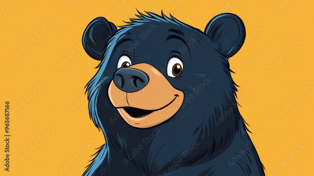 Poster Cartoon illustration of a playful black bear with a humorous expression