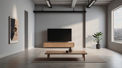 Modern interior design with empty mock-up wall and furniture, minimalist . copy space