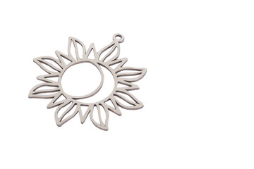 Laser Cut Sunflower Shaped Metal Ornament - Minimalist Sun and Moon Design for DIY Craft Projects, Home Decor, and Jewelry Making
