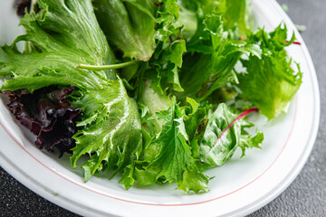 green salad bowl leaves mix fresh meal food snack on the table copy space food background rustic top view