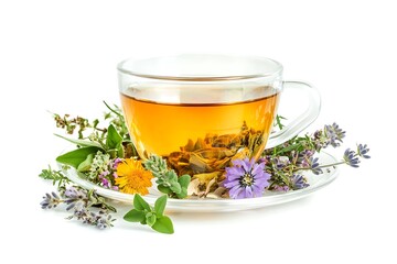 herbal tea isolated on white background