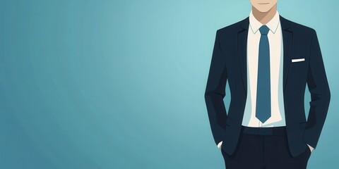 A professional male figure in a suit and tie, exuding confidence and readiness for business engagements.