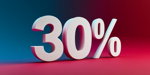3D "30%" Text in Colorful Paint
