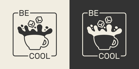 Dynamic Coffee Splash Illustration with Cool Vibes Text.