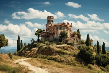 Italian mansion architecture landscape building.