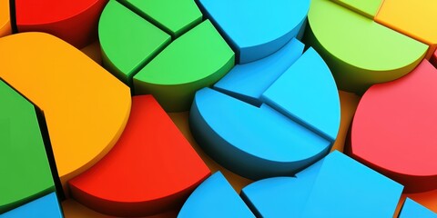 Fototapeta premium Colorful geometric shapes arranged in a playful pattern, perfect for concepts of creativity, design, or education.