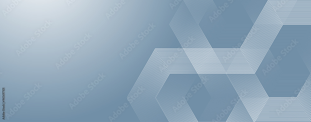 Aufkleber Digital abstract background hexagon lines on gray background. Futuristic digital network stripe line art design for poster, brochure, cover, website, banner.