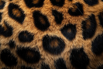 Leopard fur close up image, spotted skin, Animal Texture Background, flat lay