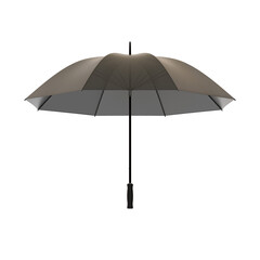 Open black umbrella with black handle, PNG isolated on transparent background	