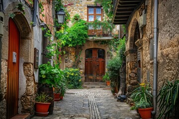 Obraz premium Spain architecture neighborhood cobblestone.