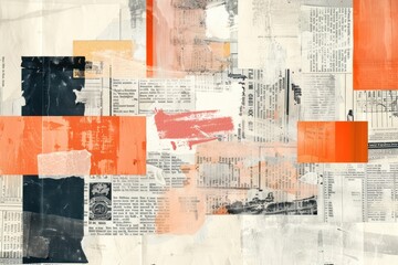 Fototapeta premium Orange ephemera frame collage text advertisement.