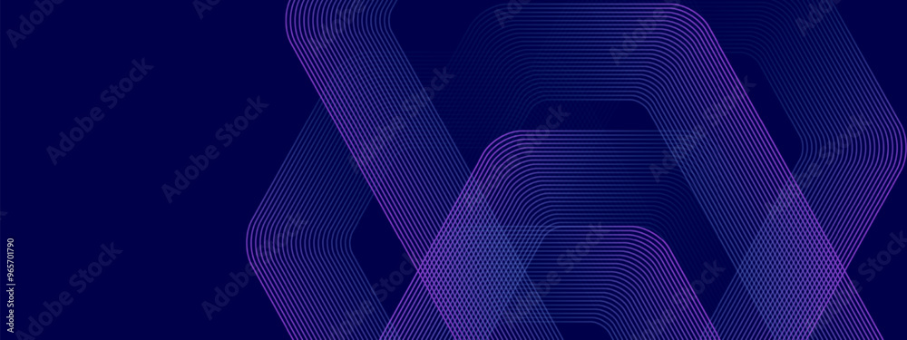 Poster abstract glowing hexagonal lines on dark blue background. digital futuristic technology concept. geo