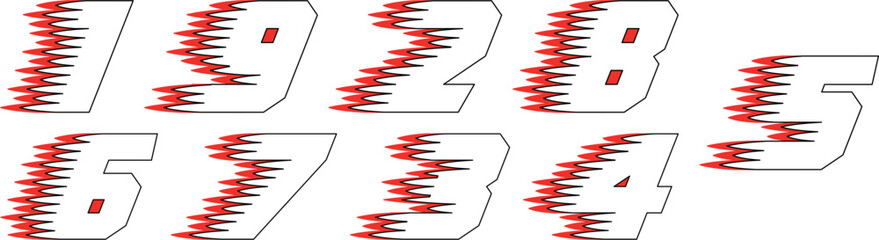 Obraz premium Zigzag Number Set Vector for Sports, Racing, and Modern Typography Designs, Perfect for Logos, Posters, and High-Speed Digital Art Projects