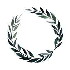 Stroke outline tropical leaves frame circle green leaf.