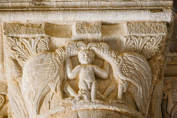 Exquisite Romanesque Stone Carving at Saint James Church, Agüero