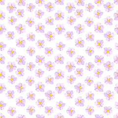 Hand drawn watercolor purple flowers seamless pattern isolated on white background. Can be used for textile, fabric, scrapbook and other printed products.