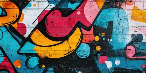 Vibrant graffiti artwork showcasing bold colors and dynamic shapes on a wooden surface, adding urban flair to any space.