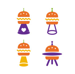 UFO, Burger, Alien Spaceship Logo, Creative Food Design, Unique Sci-Fi Fast Food Icon
