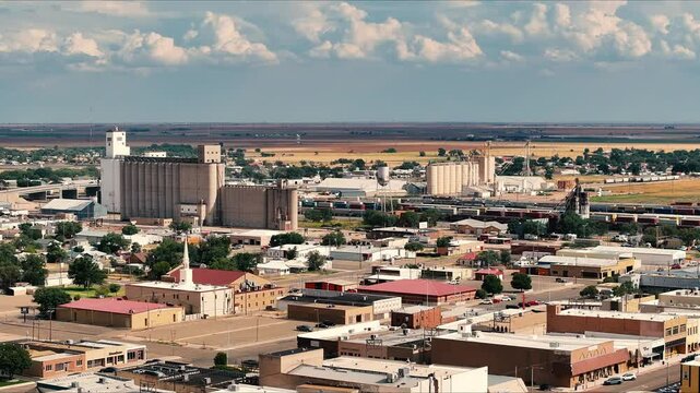 Aerial of Clovis New Mexico with Silos