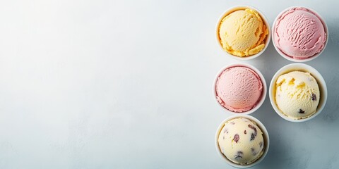 A colorful assortment of ice cream scoops in bowls, perfect for summer treats and dessert inspiration.